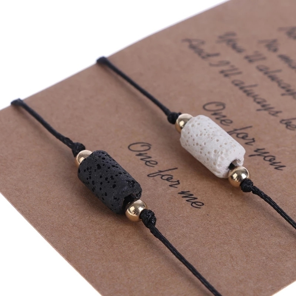 NEW Handmade Friendship Couples Essential Oil Stone‎ Bracelet Set